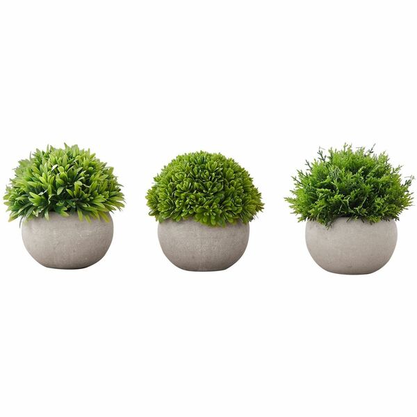 Monarch Specialties Artificial Plant - 3pcs / 5"H Grass in a 3" Grey Pot - Grass - Pot3 / Box