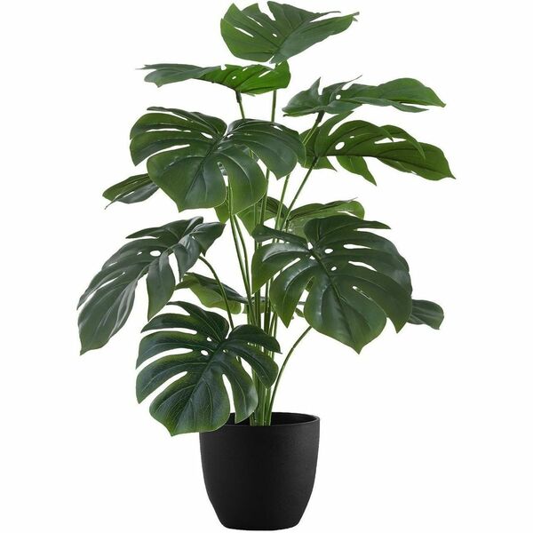 Monarch Specialties Artificial Plant - 24"H / Indoor Monstera / 5" Black Pot - Monstera - Stem - Pot1 Each