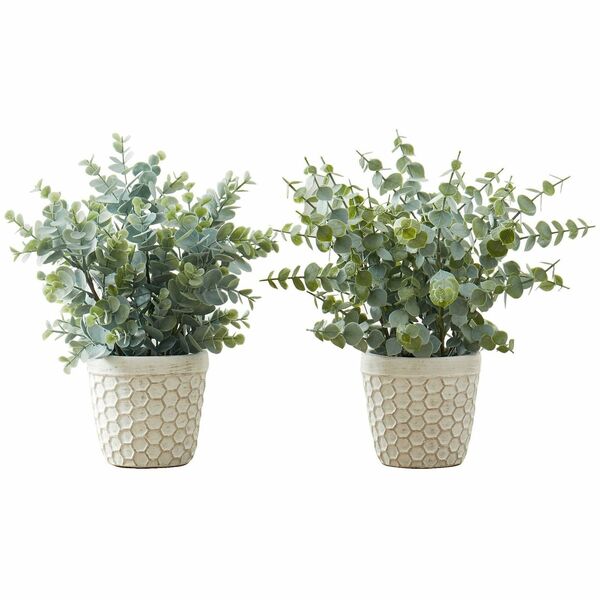 Monarch Specialties Artificial Plant - 2pcs / 13"H Eucalyptus/ Grass/ 4" Pot - Eucalyptus - Stem - Pot2 / Box