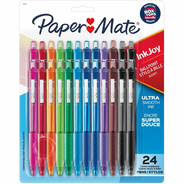 Paper Mate InkJoy 300RT Retractable Ballpoint Pens, Medium Point (1.0mm) - Retractable - Fashion Assorted Ink - Writing - 24 / Pack