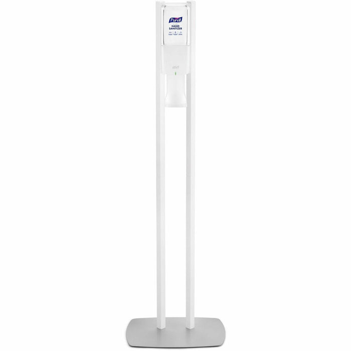PURELL ES10 Touchless Hand Sanitizer Dispenser Floor Stand With Automatic Dispenser - Floor, Freestanding - White - For Sanitizing Dispenser, High Traffic Area, Waiting Room, Hallway - Sturdy, Low-profile Base, Lightweight