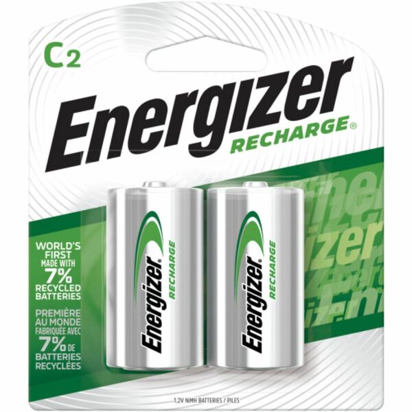 Energizer Recharge Universal Rechargeable C Batteries - For General Purpose - Battery Rechargeable - C - 2500 mAh - 1.2 V DC - 2 / Pack