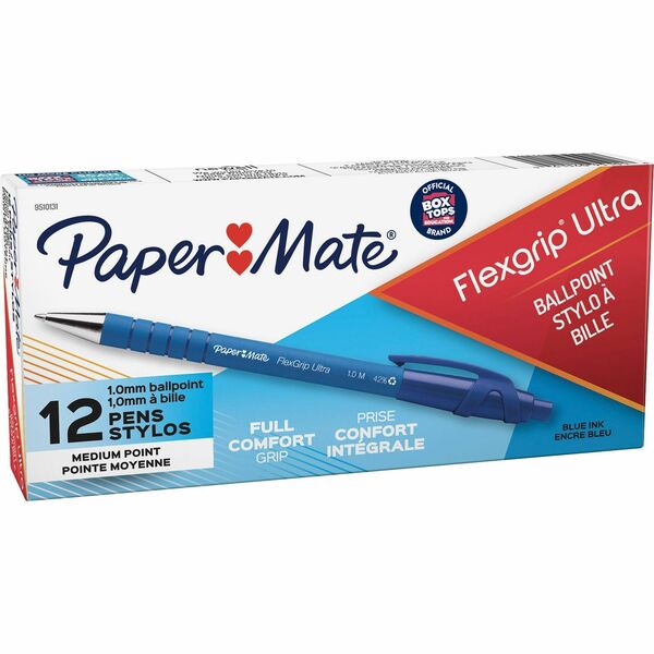 Paper Mate Flexgrip Ultra Retractable Pens - Medium Pen Point - Refillable - Retractable - Blue - Rubber Barrel - 1 Each