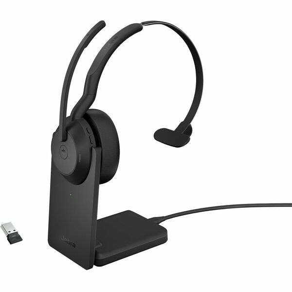 Jabra Evolve2 55 Headset - Microsoft Teams Certification - Mono - USB - Wireless - Bluetooth - 98.4 ft - Over-the-head - Monaural - Supra-aural - Noise Cancelling Microphone