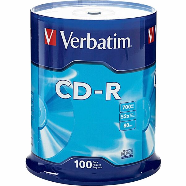 Verbatim 94554 CD Recordable Media - CD-R - 52x - 700 MB - 100 / Each - 120mm - 1.33 Hour Maximum Recording Time