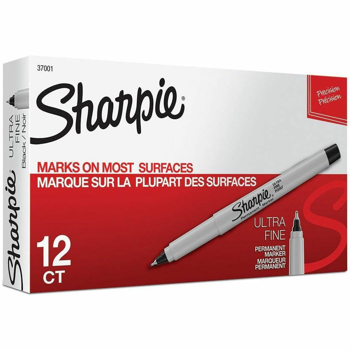 Sharpie Precision Permanent Markers - Black Ink - Alcohol Based - 1 / Dozen