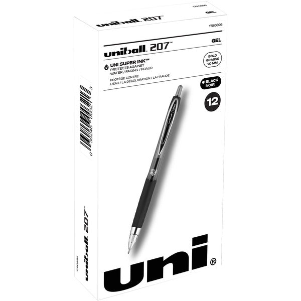 uniball&#8482; 207 Gel Pen - 1 mm (0.04") Bold Pen Point - Refillable - Retractable - Black Ink - Gel-based - Clear Barrel - 1 Each