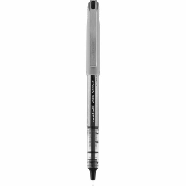 uniball&#8482; Vision Needle Rollerball Pens - 0.7 mm (0.03") Fine Pen Point - Black Ink - Liquid - Silver Barrel - 1 Each