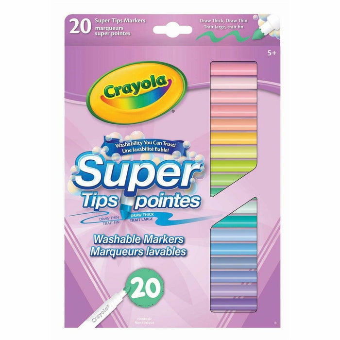 Crayola Super Tips Pastel Markers - Washable - Assorted Pastel Ink - 20 / Pack