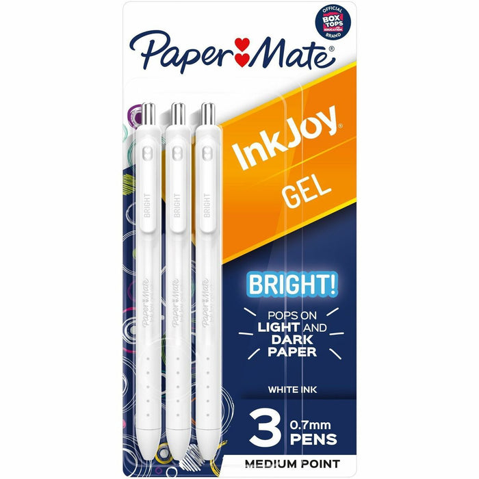 Paper Mate InkJoy Gel Pens - Retractable - White Ink - Gel-based - 3 / Pack