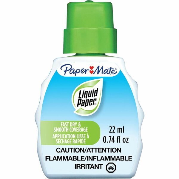 Paper Mate Liquid Paper Fast Dry Correction Fluid - 22 mL - Bright White - Fast-drying - 1 Dozen