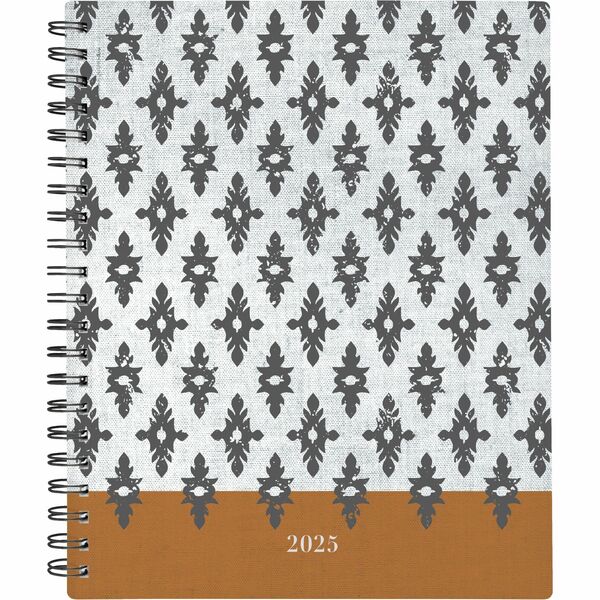 Mead Adorn Weekly/Monthly Planners - Weekly, Monthly - 12 Month - January 2025 - December 2025 - 1 Week, 1 Month Double Page Layout - 9" x 11" Sheet Size - Twin Wire - Black, White, Brown - Poly - Poly Cover - 11" Height x 9.3" Width - Tabbed, Double-side