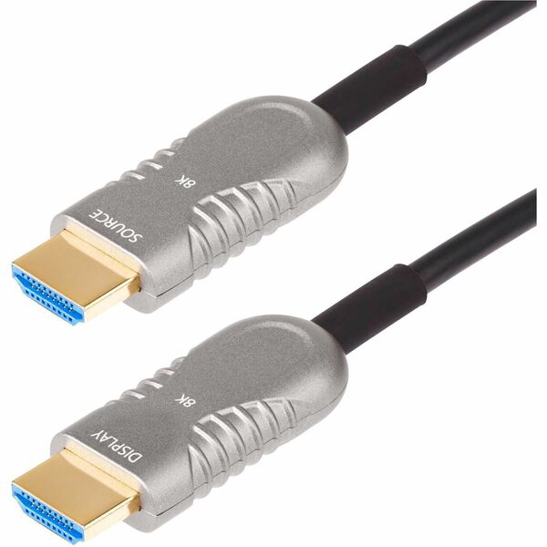 StarTech.com 30ft (9.1m) HDMI 2.1 Hybrid Active Optical Cable (AOC), CMP, Plenum Rated, 8K Ultra High Speed HDMI 2.1/2.0 Cable, 48Gbps - 30ft Hybrid AOC HDMI 2.1 Cable supports 8K 60Hz; CMP-rated for plenum spaces; Shielded Gold-plated connectors; Aramid-