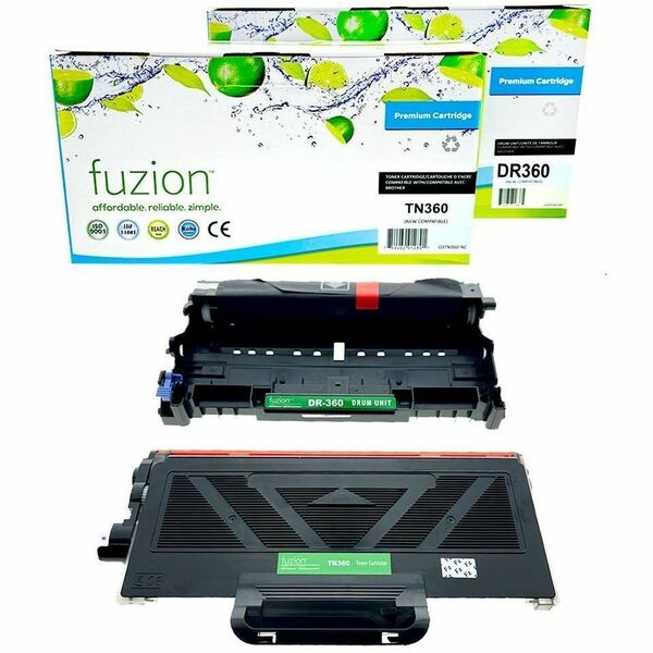 fuzion Laser Toner Cartridge/Drum Kit TN360, DR360 - Black - 2 / Pack - 2500, 12000