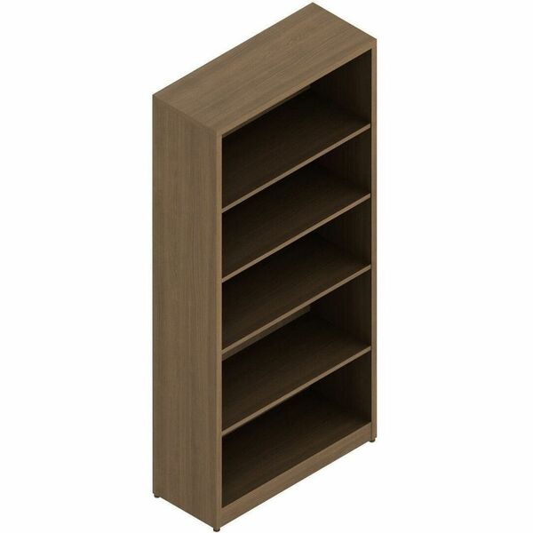 Offices To Go Newland | 65.6"H Bookcase - 65.6" (1666.24 mm) Height x 30" (762 mm) Width x 12" (304.80 mm) Depth, x 1" (25.40 mm) Thickness Top - 4 Shelve(s) - 3 Adjustable Shelf(ves) - Noce Grigio Table Top - Back Panel, Adjustable Shelf, Leveling Glide,