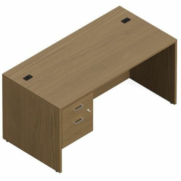 Offices To Go Newland Single Pedestal Desk - 60"W x 30"D - 1" Top, 0.1" Edge, 60" x 29.7"29.6" - File Drawer(s) - Single Pedestal - Absolute Acajou Table Top - Leveling Glide, Modular - For Office, Meeting, Training
