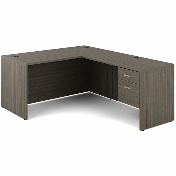 Newland 60" x 78" L-Shaped Single Hanging Pedestal Desk, Absolute Acajou - Offices to Go Newland L-Shaped Desk - 2 Drawer - 60" x 78" - Absolute Acajou