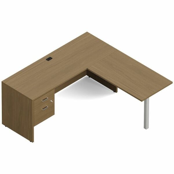 Offices To Go Newland "L" Shaped Desk - 66"W X 66"D - 29.6" (751.84 mm) Height x 66" (1676.40 mm) Width x 66" (1676.40 mm) Depth, x 1" (25.40 mm) Thickness Top - Absolute Acajou Table Top - Leveling Glide, Modular - For Office, Meeting, Training, Workstat