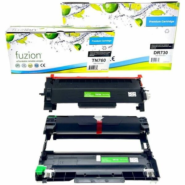 fuzion Compatible Toner & Drum Combo for Brother TN760 / DR730 - Yield: Toner 3,000,Drum 12,000