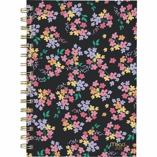 Mead Caprice Planner - Weekly, Monthly - 15 Month - October 2024 - December 2025 - 6" x 8 1/2" Sheet Size - Twin Wire - Multicolor - Poly Cover - 0.3" Height x 6.5" Width - Floral Design, Reference Calendar, Planner Page - 1 Each