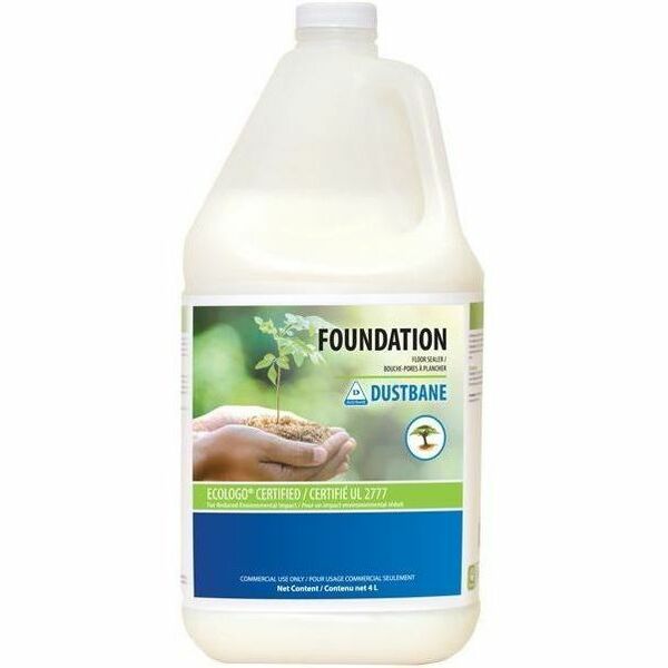 Dustbane Foundation Floor Sealer - For Floor - Liquid - 4 L - 8.4 to 8.8 pH - Unscented, Durable, APE-free, Odor-free, Slip Resistant, Detergent Resistant, Solvent-free, Kosher, Phosphate-free, Low Odor - White - 4 Each