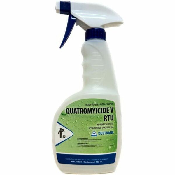 Dustbane Quatromyicide V RTU No Rinse Sanitizer - For Floor, Food Service, Industry - Ready-To-Use - Liquid, Spray - 25.4 fl oz (0.8 quart) - 7.5 to 8 pH - Rinse-free, Disinfectant, Solvent-free, Phosphate-free, Easy to Use, Bleach-free, Streak-free, Kill