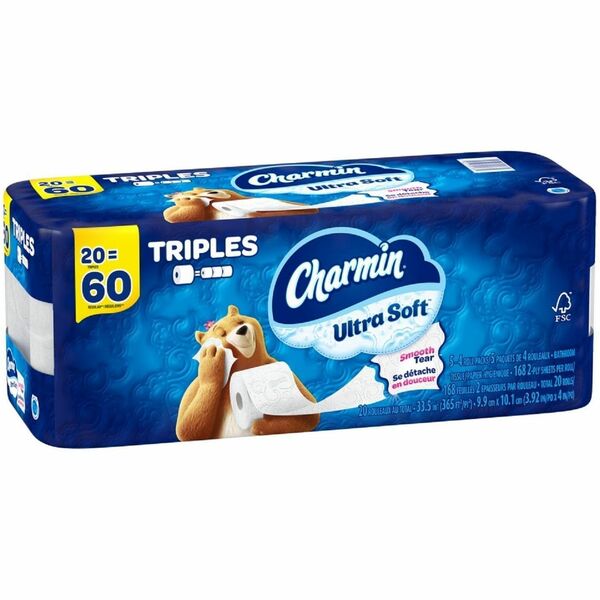 Charmin Ultra Soft Bathroom Tissue - 2 Ply - 168 Sheets/Roll - 20 / Pack