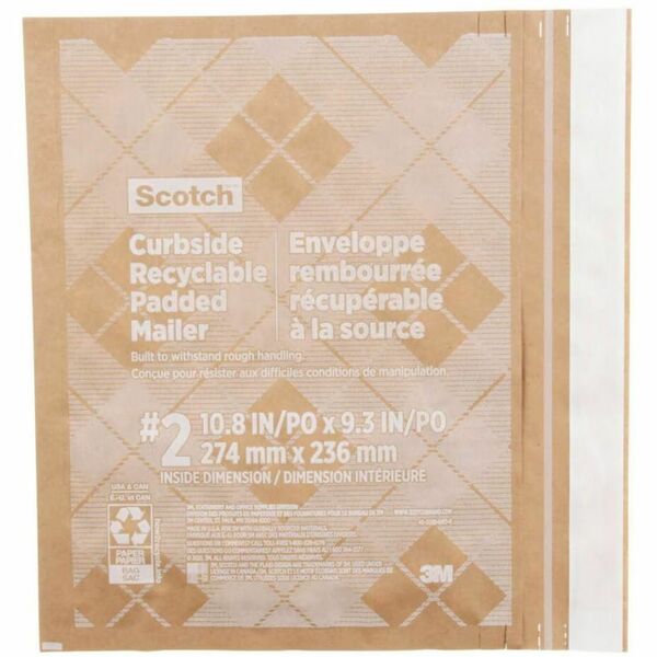Scotch Mailer - Bubble/Shipping - #2 - 9" (228.60 mm) Width x 10 1/2" (266.70 mm) Length - Self-sealing - Brown - Paper - 20 / Pack