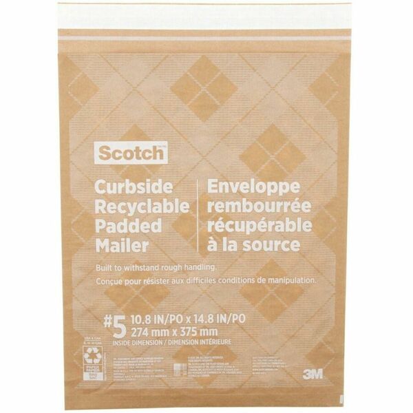 Scotch Mailer - Padded - #5 - 10 1/2" (266.70 mm) Width x 14 3/4" (374.65 mm) Length - Brown - Paper - 20 / Pack