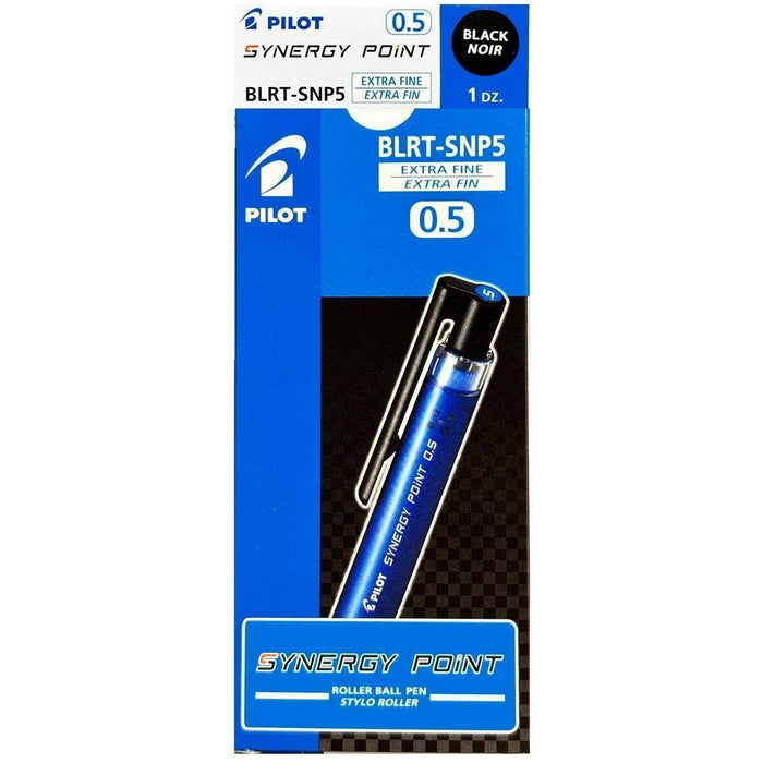Pilot Synergy Point 0.5 Retractable Roller Ball - Refillable - Retractable - Black Ink - Water Based, Pigment-based, Gel-based - 1 Each