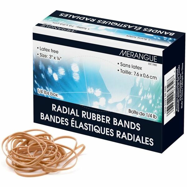 Merangue Rubber Bands 3 X 1/4, 1/4lb Box - Size: #12 - 3" (76.20 mm) Length x 0.25" (6.35 mm) Width - Latex-free - Rubber - Yellow