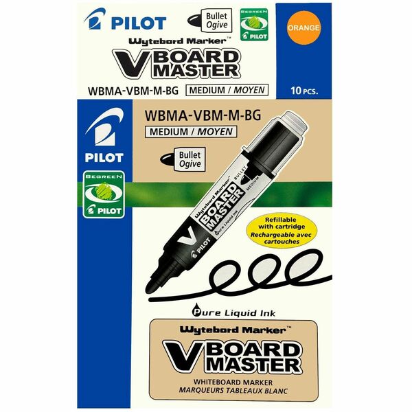 BeGreen V Board Master Dry Erase Marker - Bullet Marker Point - Refillable - Washable - Orange Ink - Liquid - Translucent Barrel - 1 / Each