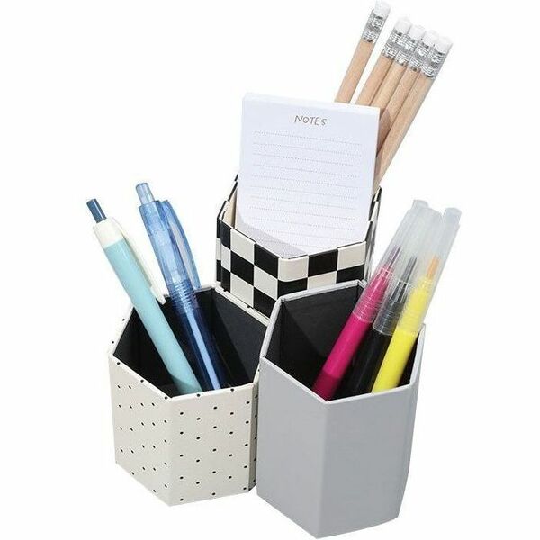 Exponent Microport Magnetic Pen Holder - 2.76" (70.10 mm) Height x 2.95" (74.93 mm) Width x 2.95" (74.93 mm) Depth - Gray, White, Black - Magnetic, Sturdy - 1 / Pack