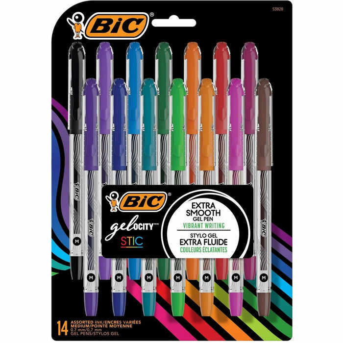 BIC Gelocity Gel Pen - Assorted Ink - Gel-based - 14 / Pack