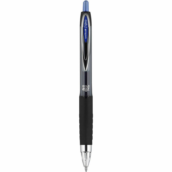 uniball™ 207 Gel Pen - Refillable - Retractable - Blue Ink - Gel-based - Clear Barrel - 1 Each