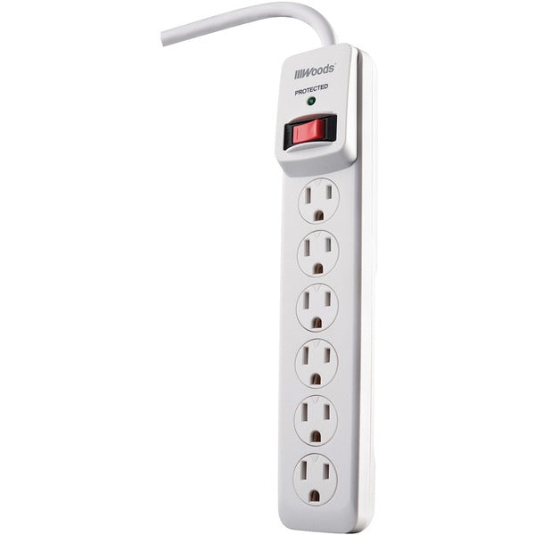 Woods 6-Outlet Electronics Surge Protector - 6 x AC Power - 510 J - 120 V AC Input - 3 ft (0.91 m)
