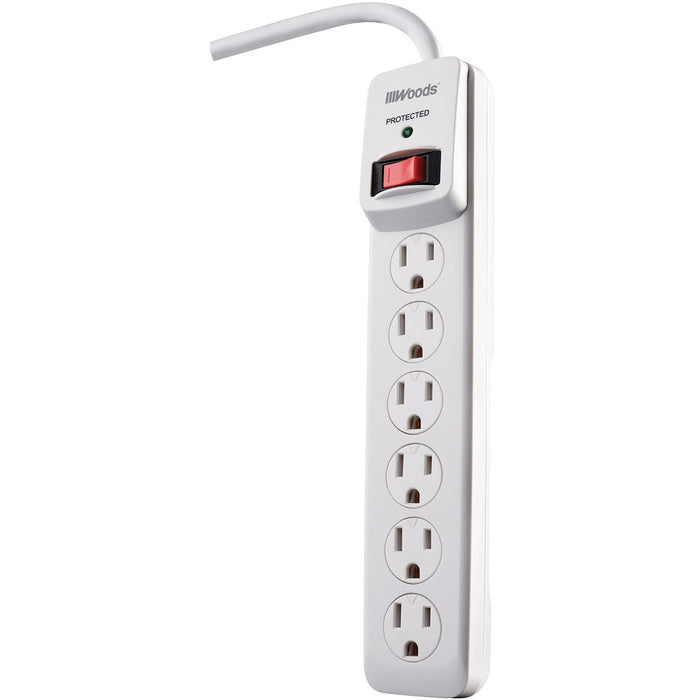 Woods 6-Outlet Electronics Surge Protector - 6 x AC Power - 510 J - 120 V AC Input - 3 ft (0.91 m)