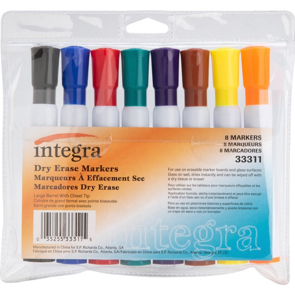 Integra Chisel Point Dry-erase Markers - Chisel Marker Point - Assorted Ink - 8 / Pack