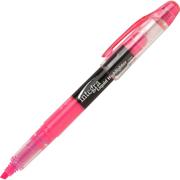 Integra Liquid Highlighters - Chisel Marker Point - Fluorescent Pink Ink - 12 / Box