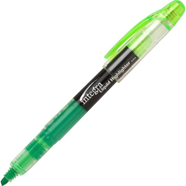 Integra Liquid Highlighters - Chisel Marker Point Style - Green - 12 / Box