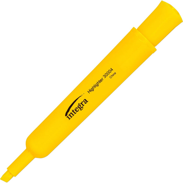 Integra Chisel Desk Liquid Highlighters - Yellow Ink - Water Based - Yellow Barrel - 12 / Box