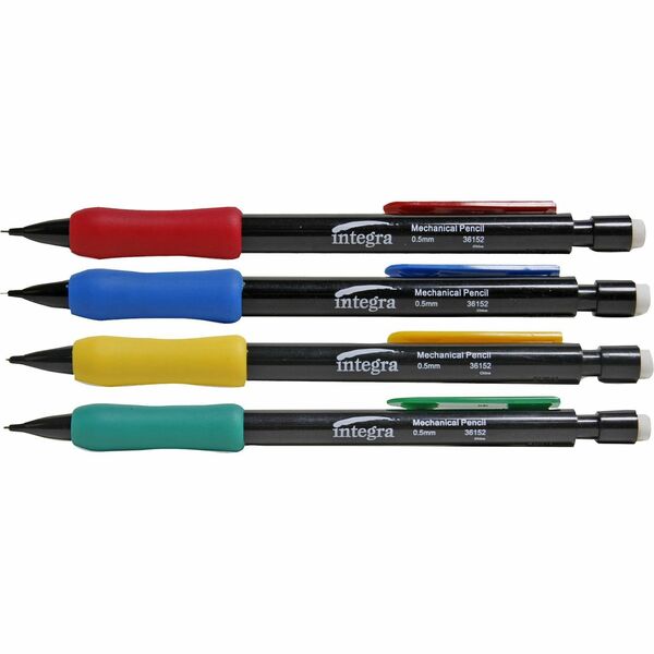 Integra Grip Mechanical Pencils - 0.5 mm (0.02") Lead - Refillable - Assorted Barrel - 12 / Box