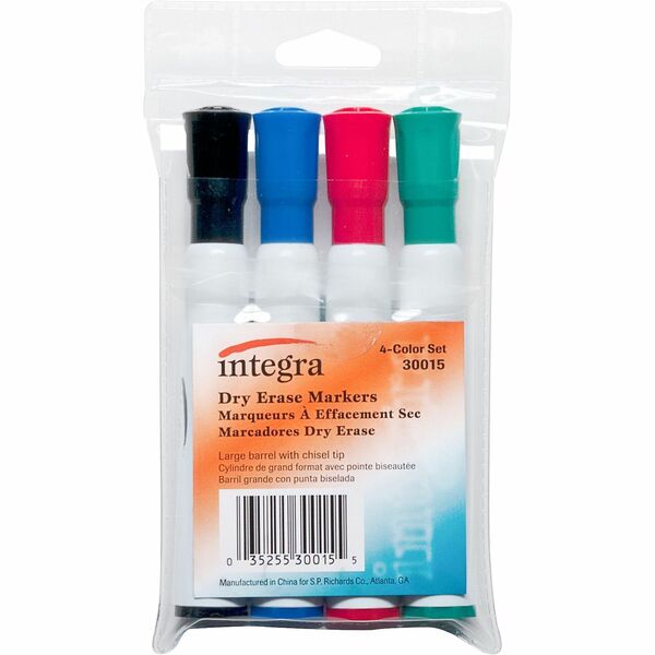Integra Chisel Point Dry-erase Markers - Chisel Marker Point - Assorted Ink - 4 / Pack