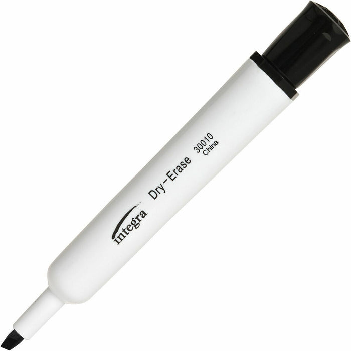 Integra Chisel Point Dry-erase Markers - Black Ink - 12 / Box