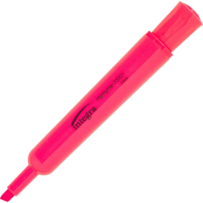 Integra Chisel Desk Liquid Highlighters - Fluorescent Pink Ink - 12 / Box