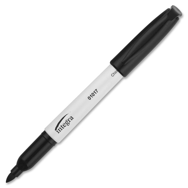 Integra Bullet Tip Dry-erase Whiteboard Markers - Bullet Marker Point - Black Ink - Alcohol Based - Black Barrel - Fiber Tip - 12 / Box