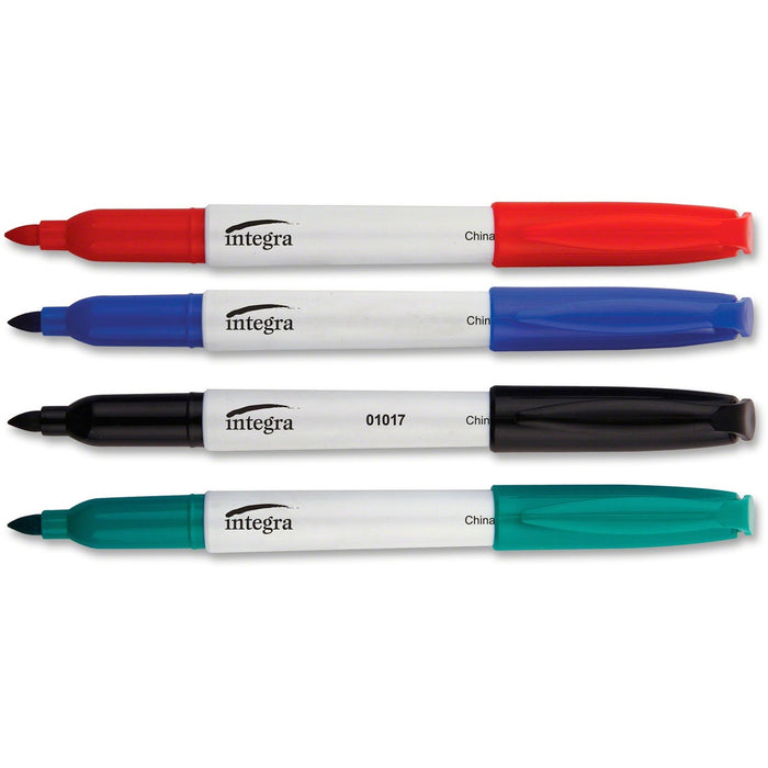 Integra Bullet Tip Dry-erase Whiteboard Marker Set - Assorted Ink - Alcohol Based - Assorted Barrel - Fiber Tip - 4 / Pack