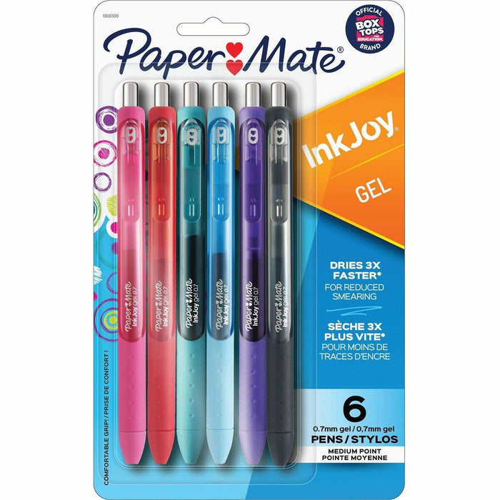 Paper Mate InkJoy Ballpoint Pen - Retractable - Assorted Ink - Gel-based - 6 / Pack