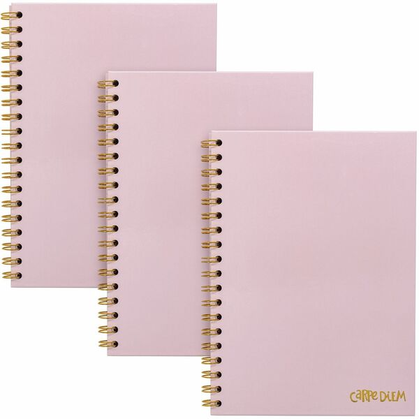 Pukka Pads B5 Spiral Hard-cover Notebook - 160 Pages - Printed - Spiral - Ruled Front Ruling - 80 g/m&#178; Grammage - B5 - 9 3/4" (247.65 mm) x 7 1/2" (190.50 mm) Sheet Size - Gold Binding - Ballerina Pink Cover - Perforated - 1 / Each