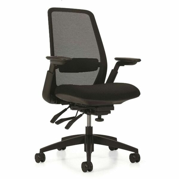 Offices To Go TL | High Back Multi-Tilter - Fusion Carbon Foam, Fabric Seat - Black Mesh Back - Black Frame - High Back - 5-star Base - Armrest - 1 Each